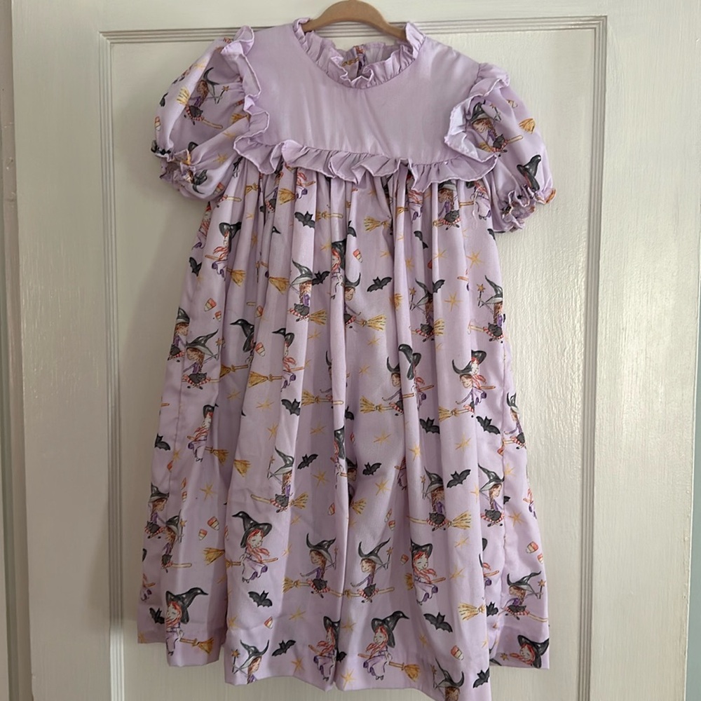 Smockingbird size 7 purple witch dress
